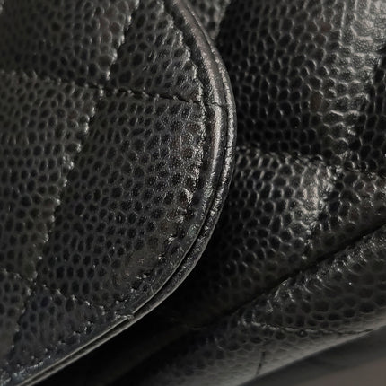 Chanel Classic Flap Jumbo 2011 Black Caviar Leather Double Flap Gold Hardware