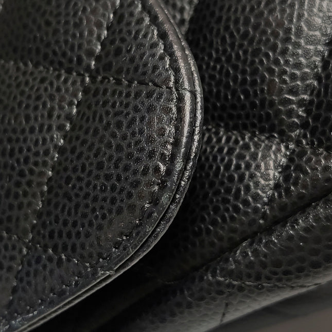Chanel Classic Flap Jumbo 2011 Black Caviar Leather Double Flap Gold Hardware
