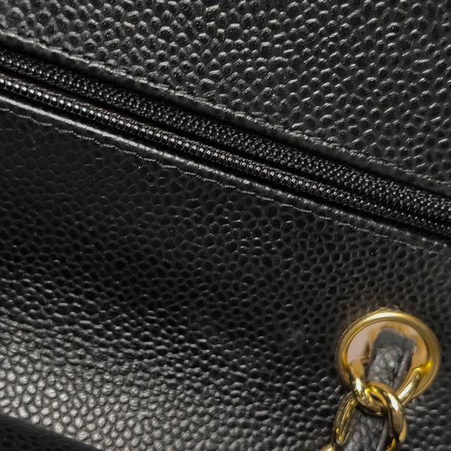 Chanel Classic Flap Jumbo 2011 Black Caviar Leather Double Flap Gold Hardware