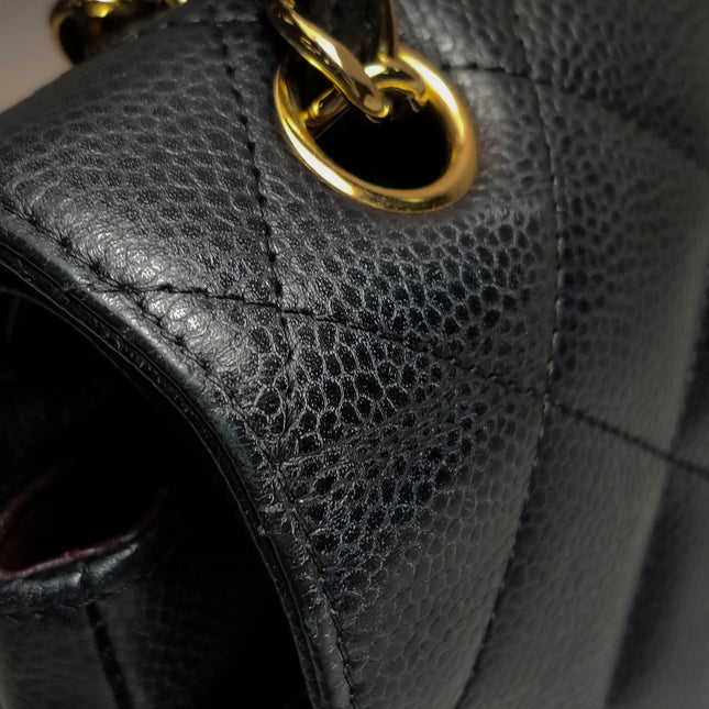 Chanel Classic Flap Jumbo 2011 Black Caviar Leather Double Flap Gold Hardware
