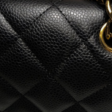 Chanel Classic Flap Jumbo 2011 Black Caviar Leather Double Flap Gold Hardware