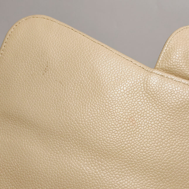 Chanel Classic Flap Jumbo Beige Caviar Leather Single Flap Silver Hardware