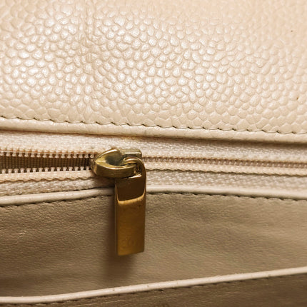Chanel Classic Flap Jumbo Beige Caviar Leather Single Flap Silver Hardware