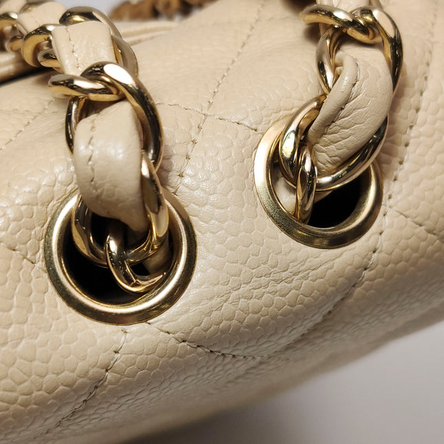 Chanel Classic Flap Jumbo Beige Caviar Leather Single Flap Silver Hardware