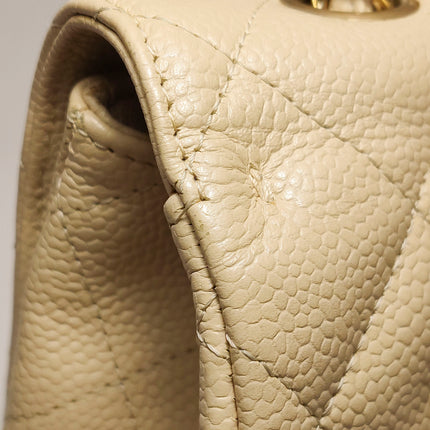 Chanel Classic Flap Jumbo Beige Caviar Leather Single Flap Silver Hardware