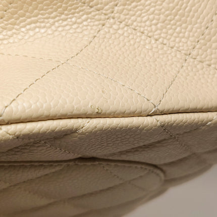 Chanel Classic Flap Jumbo Beige Caviar Leather Single Flap Silver Hardware