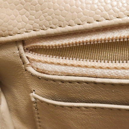 Chanel Classic Flap Jumbo Beige Caviar Leather Single Flap Silver Hardware