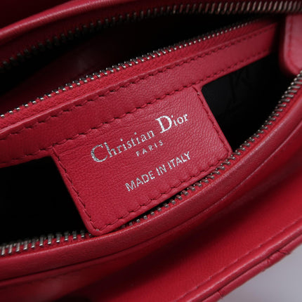 Lady Dior Moyen Cuir d'Agneau Rouge Bijouterie Dorée Bandoulière en Cuir 2014