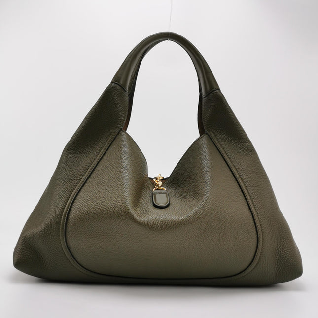 Gucci Softbit Maxi Shoulder Bag Olive Green Calfskin Leather 2024