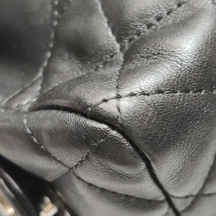 Chanel Cambon Multi-pocket Ligne Reporter Bag Large Black Calfskin Leather White Logo