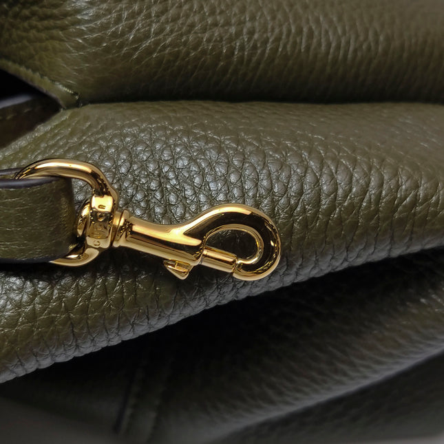 Gucci Softbit Maxi Shoulder Bag Olive Green Calfskin Leather 2024