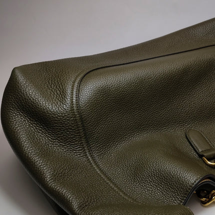Gucci Softbit Maxi Shoulder Bag Olive Green Calfskin Leather 2024