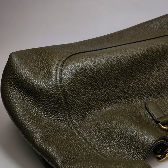 Gucci Softbit Maxi Shoulder Bag Olive Green Calfskin Leather 2024