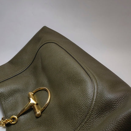 Gucci Softbit Maxi Shoulder Bag Olive Green Calfskin Leather 2024