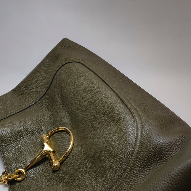 Gucci Softbit Maxi Shoulder Bag Olive Green Calfskin Leather 2024