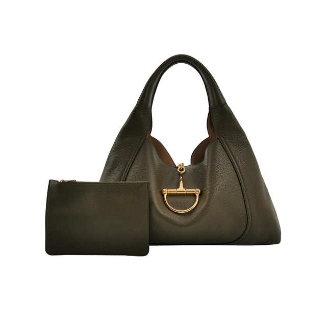 Gucci Softbit Maxi Shoulder Bag Olive Green Calfskin Leather 2024