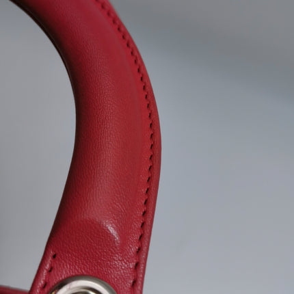Lady Dior Moyen Cuir d'Agneau Rouge Bijouterie Dorée Bandoulière en Cuir 2014