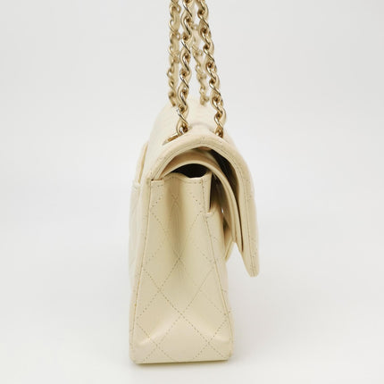 Chanel Classic Flap Small Bag White Lambskin Gold Hardware 2021