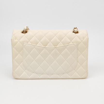 Chanel Classic Flap Small Bag White Lambskin Gold Hardware 2021