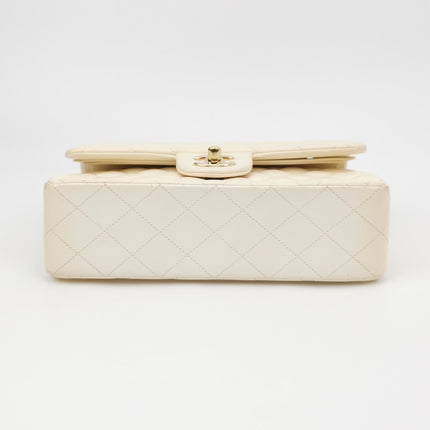 Chanel Classic Flap Small Bag White Lambskin Gold Hardware 2021