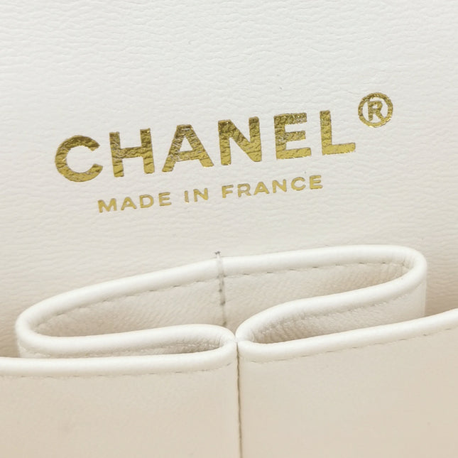 Chanel Classic Flap Small Bag White Lambskin Gold Hardware 2021
