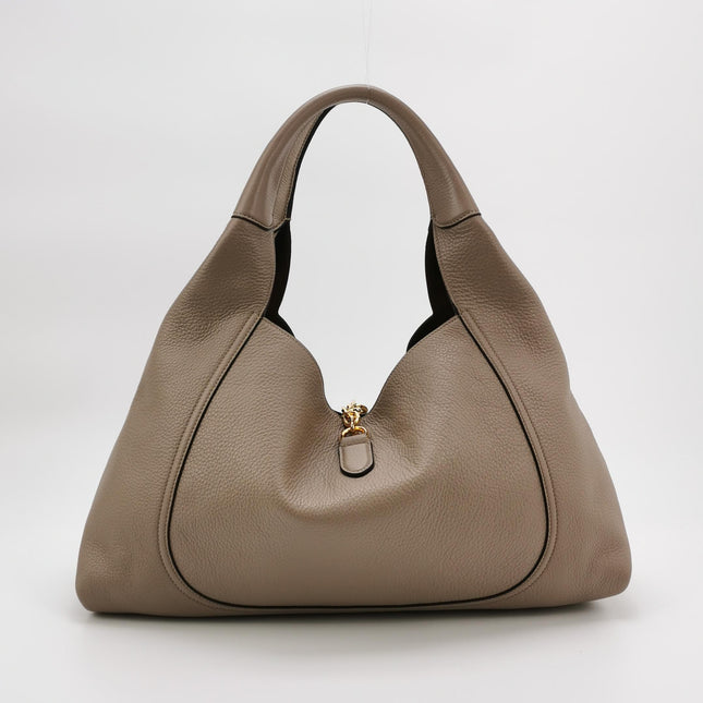Gucci Softbit Maxi Shoulder Bag Beige Calfskin Leather