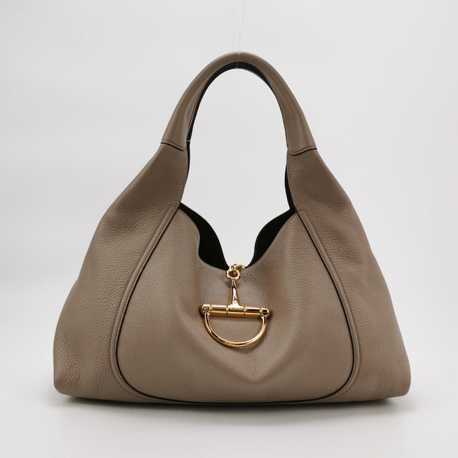 Gucci Softbit Maxi Shoulder Bag Beige Calfskin Leather
