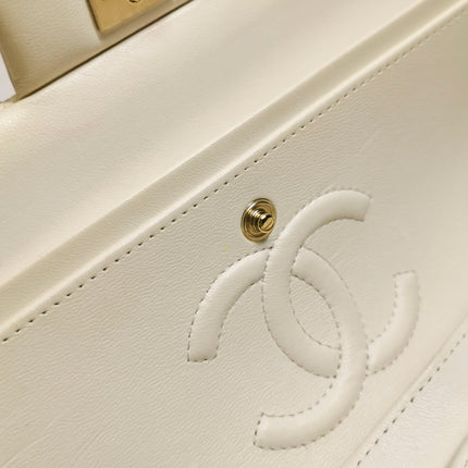 Chanel Classic Flap Small Bag White Lambskin Gold Hardware 2021
