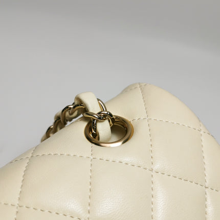 Chanel Classic Flap Small Bag White Lambskin Gold Hardware 2021