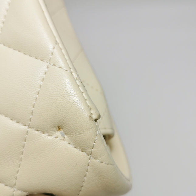 Chanel Classic Flap Small Bag White Lambskin Gold Hardware 2021