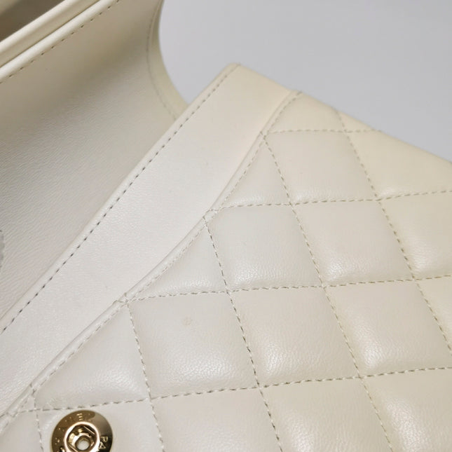 Chanel Classic Flap Small Bag White Lambskin Gold Hardware 2021