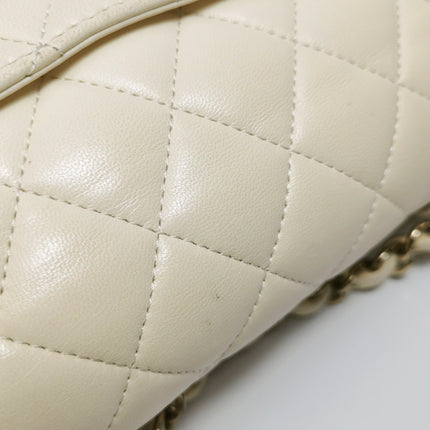 Chanel Classic Flap Small Bag White Lambskin Gold Hardware 2021