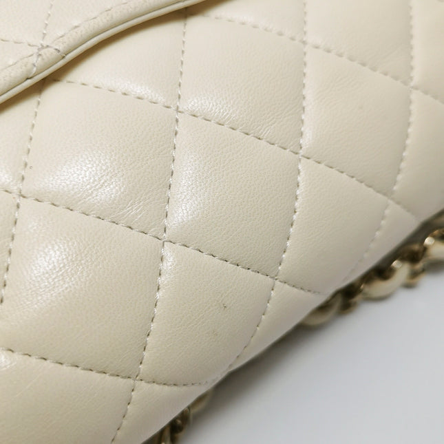 Chanel Classic Flap Small Bag White Lambskin Gold Hardware 2021