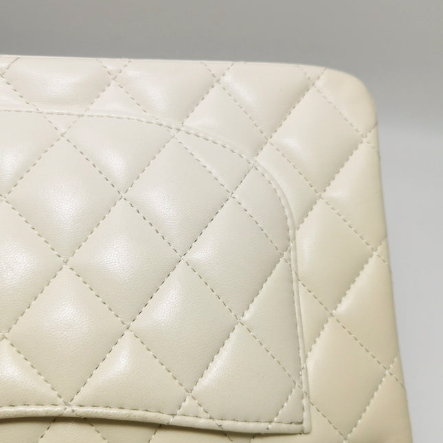 Chanel Classic Flap Small Bag White Lambskin Gold Hardware 2021