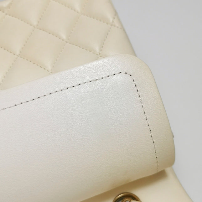 Chanel Classic Flap Small Bag White Lambskin Gold Hardware 2021