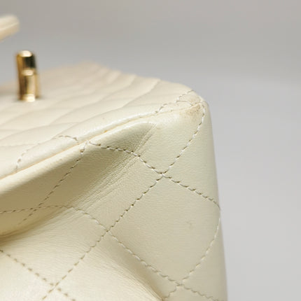 Chanel Classic Flap Small Bag White Lambskin Gold Hardware 2021