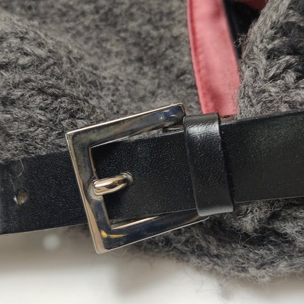 Fendi Baguette Bag Grey and White Wool Knit Shoulder Bag