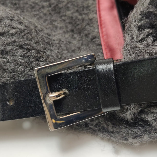 Fendi Baguette Bag Grey and White Wool Knit Shoulder Bag