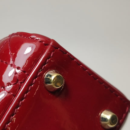 Lady Dior Mini Handbag 2017 Red Patent Leather Gold-tone Chain Strap