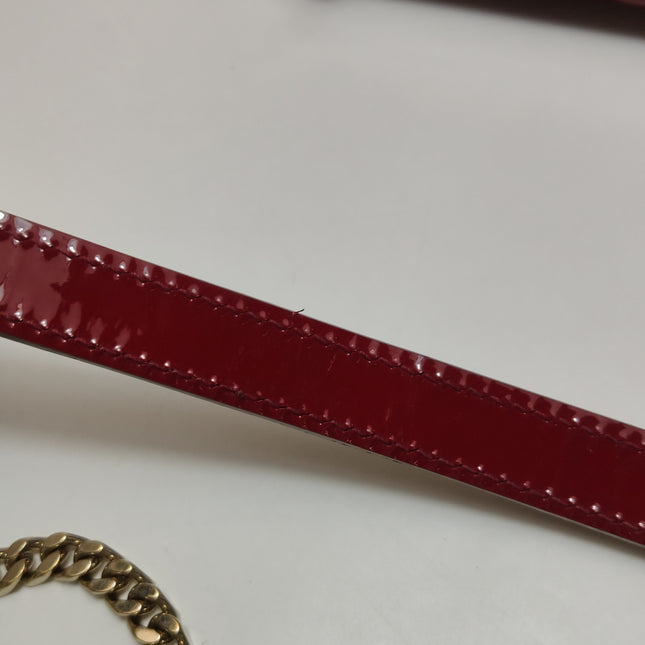 Lady Dior Mini Handbag 2017 Red Patent Leather Gold-tone Chain Strap
