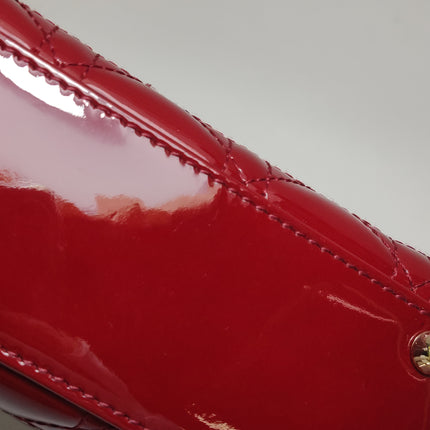 Lady Dior Mini Handbag 2017 Red Patent Leather Gold-tone Chain Strap
