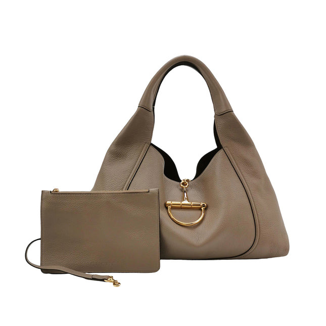 Gucci Softbit Maxi Shoulder Bag Beige Calfskin Leather