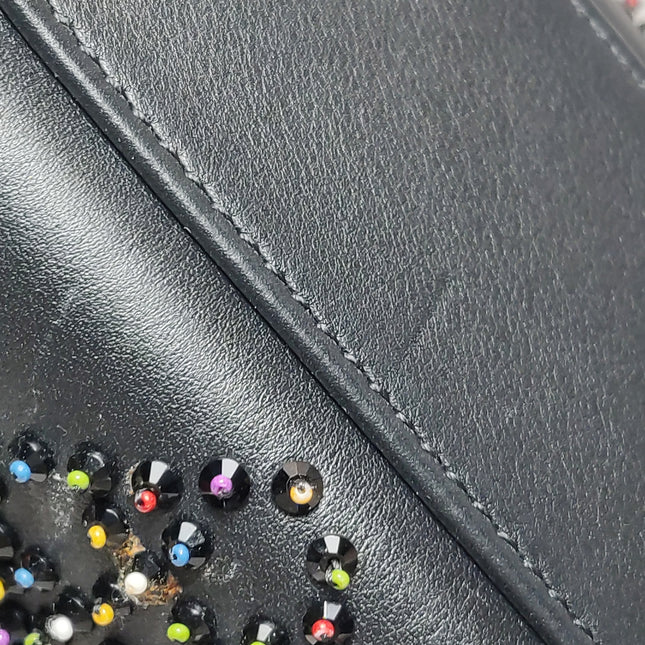 Lady Dior Mini Black Calfskin Leather with Multicolor Crystals Gold Hardware