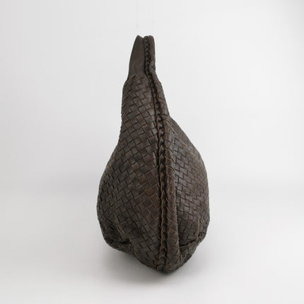 Bottega Veneta Belly Hobo Intreccio Leather Dark Chocolate Brown Large 50cm