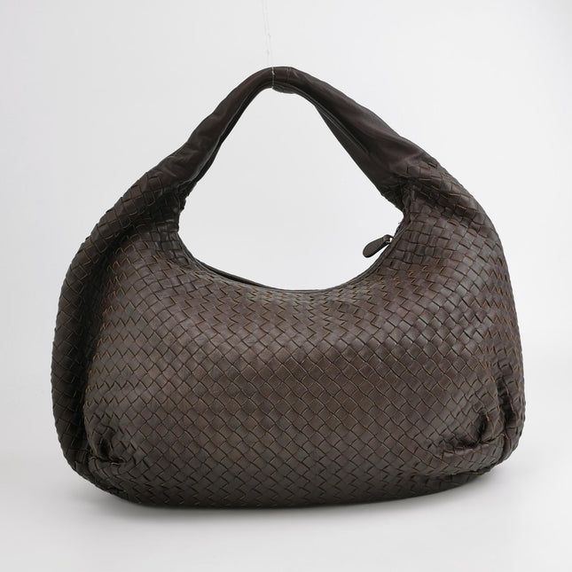 Bottega Veneta Belly Hobo Intreccio Leather Dark Chocolate Brown Large 50cm