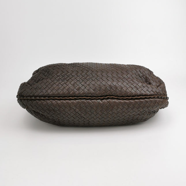Bottega Veneta Belly Hobo Intreccio Leather Dark Chocolate Brown Large 50cm
