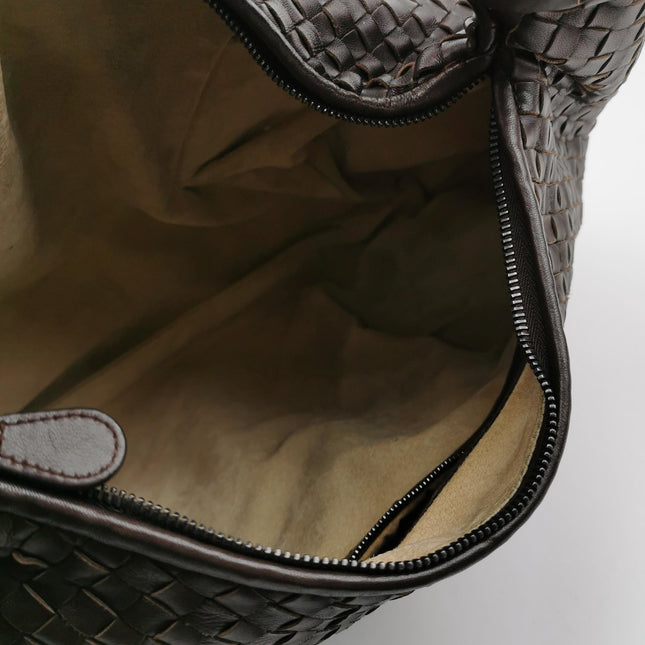 Bottega Veneta Belly Hobo Intreccio Leather Dark Chocolate Brown Large 50cm