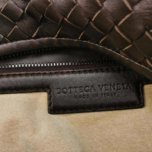 Bottega Veneta Belly Hobo Intreccio Leather Dark Chocolate Brown Large 50cm