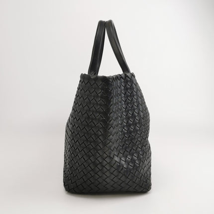 Bottega Veneta Cabat Large Intreccio Leather Tote Bag Black 40cm