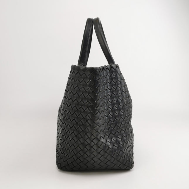 Bottega Veneta Cabat Large Intreccio Leather Tote Bag Black 40cm
